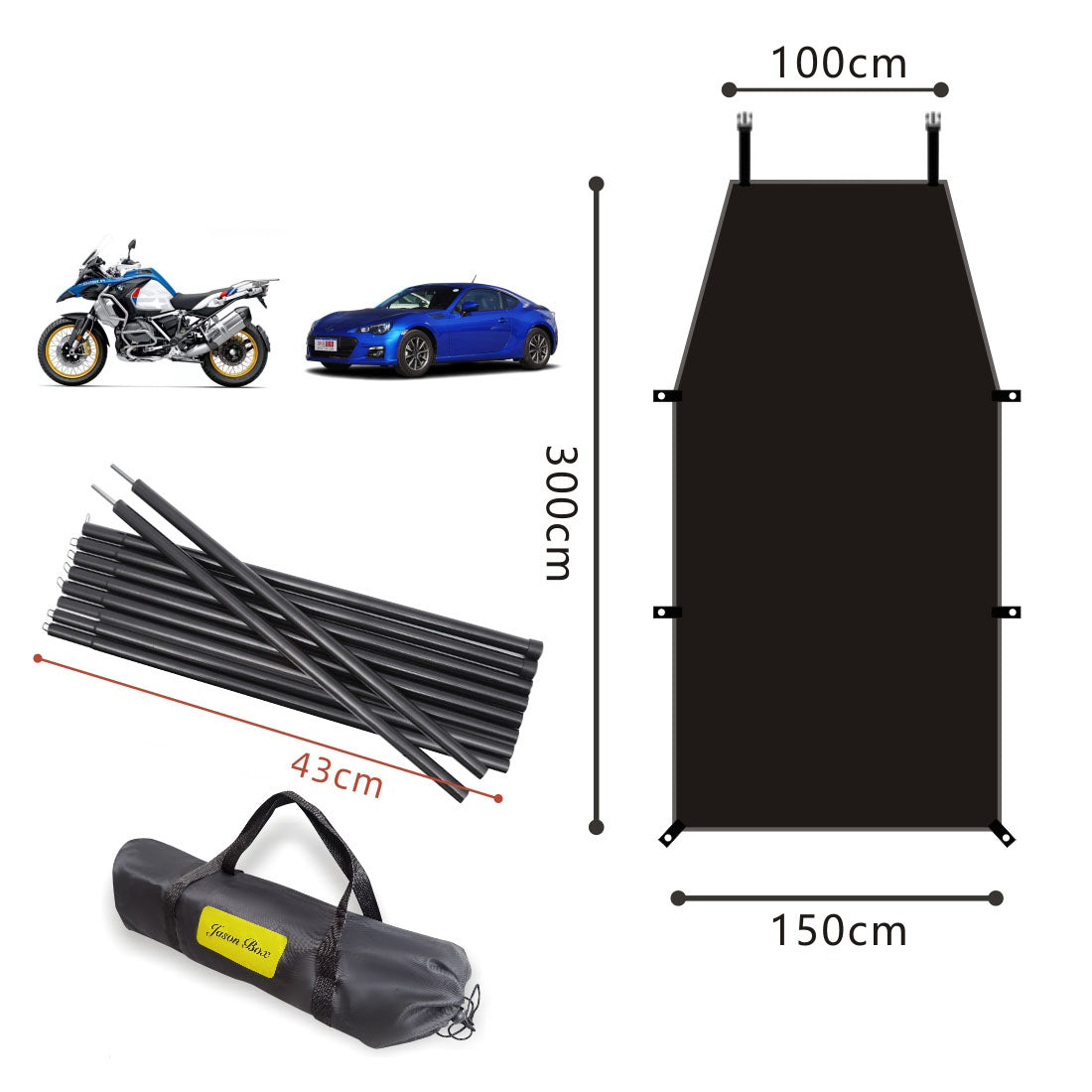Motorcycle Sun Shade Side Shelter Rooftop Silver Painted Tent Compatible with Motorcycles | Waterproof & Windproof & Sunproof