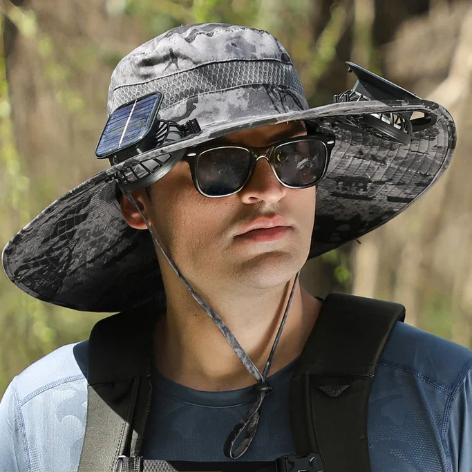 🔥EARLY SUMMER SALE 69% OFF⚡- OutenyTMOutdoor Wide Brim Sun Hat With Solar Fan