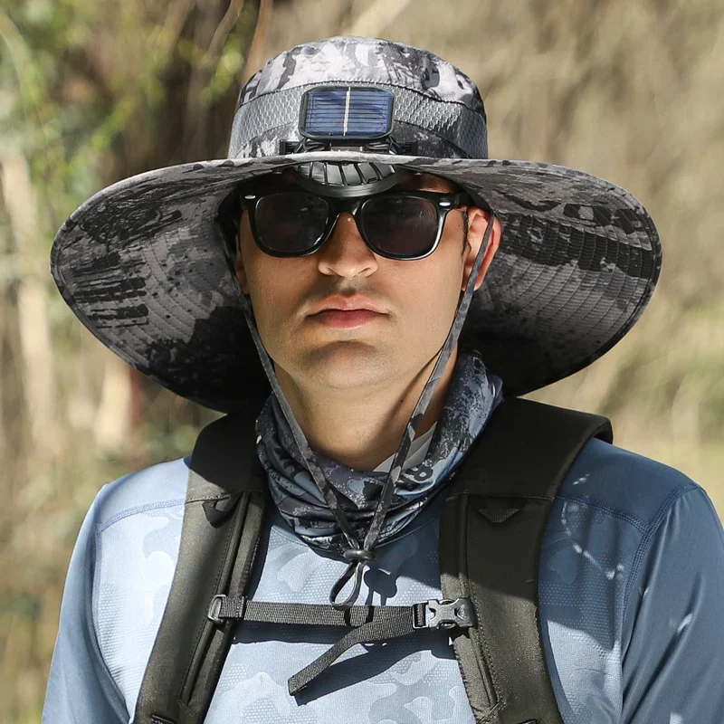 🔥EARLY SUMMER SALE 69% OFF⚡- OutenyTMOutdoor Wide Brim Sun Hat With Solar Fan
