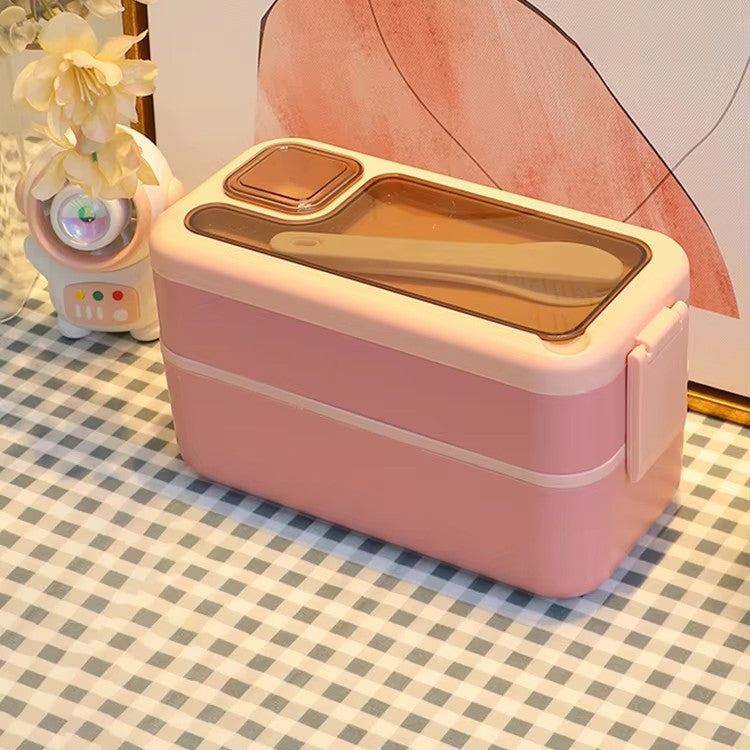 Japanese style microwaveable double layer compartment sealed lunch box