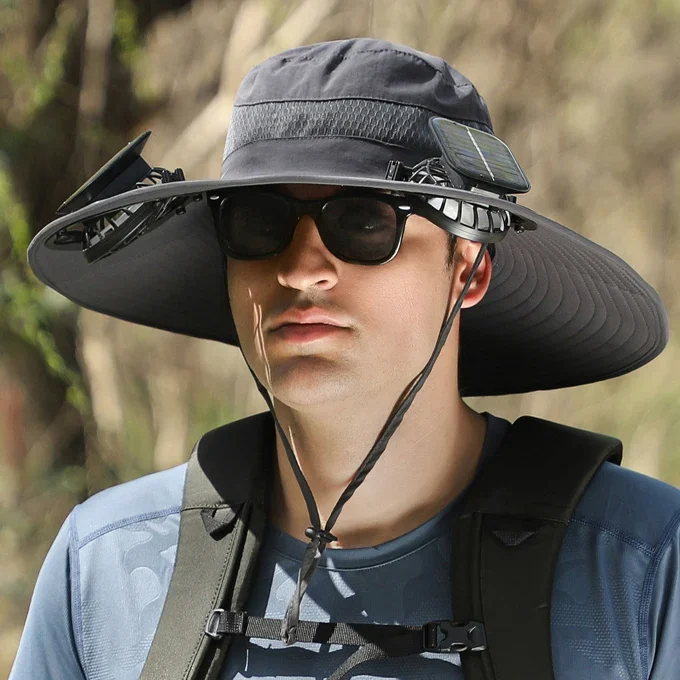 🔥EARLY SUMMER SALE 69% OFF⚡- OutenyTMOutdoor Wide Brim Sun Hat With Solar Fan