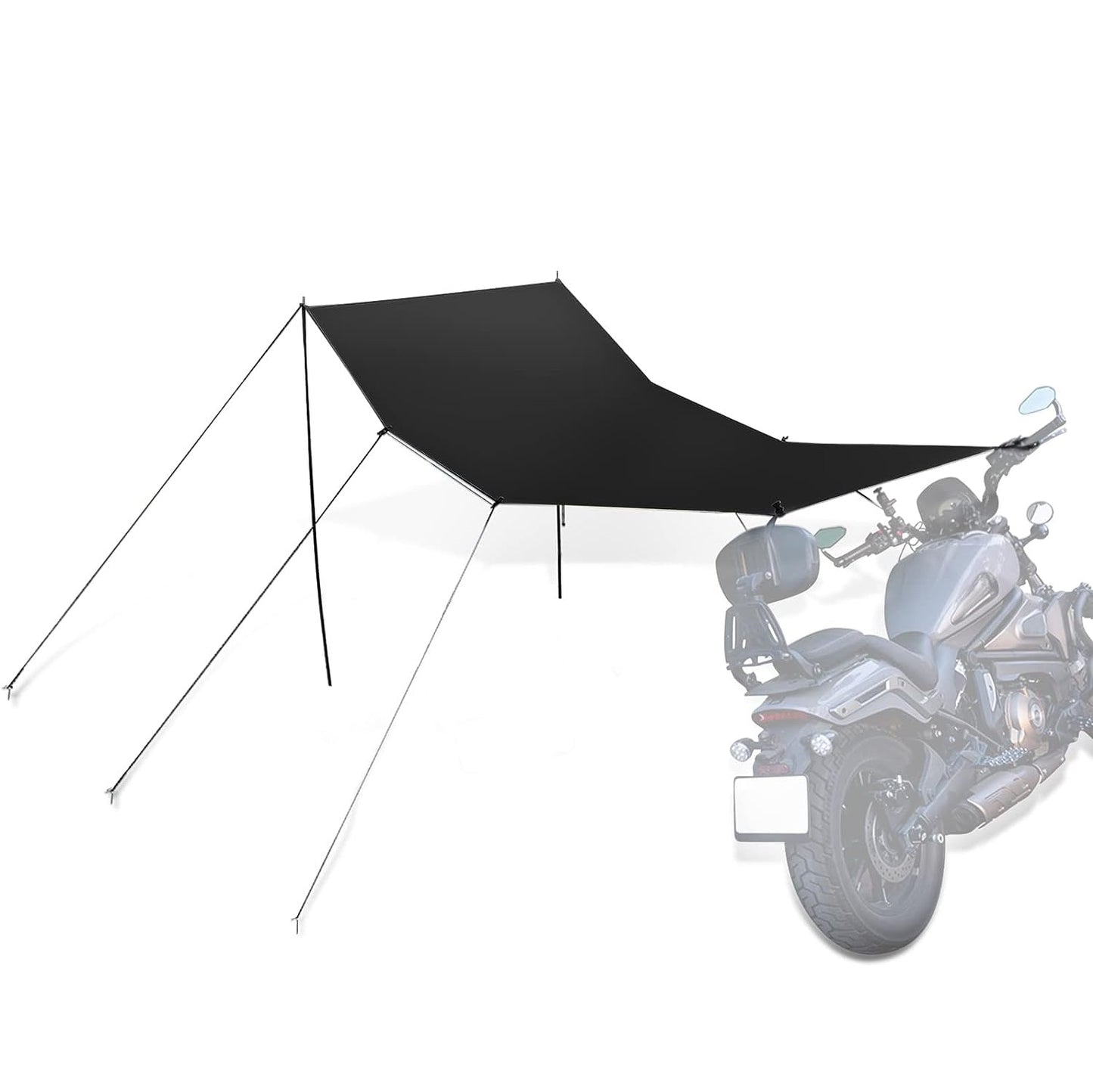 Motorcycle Sun Shade Side Shelter Rooftop Silver Painted Tent Compatible with Motorcycles | Waterproof & Windproof & Sunproof