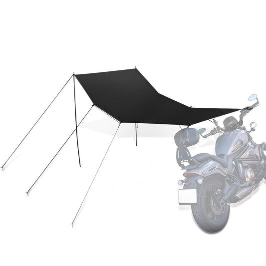 Motorcycle Sun Shade Side Shelter Rooftop Silver Painted Tent Compatible with Motorcycles | Waterproof & Windproof & Sunproof