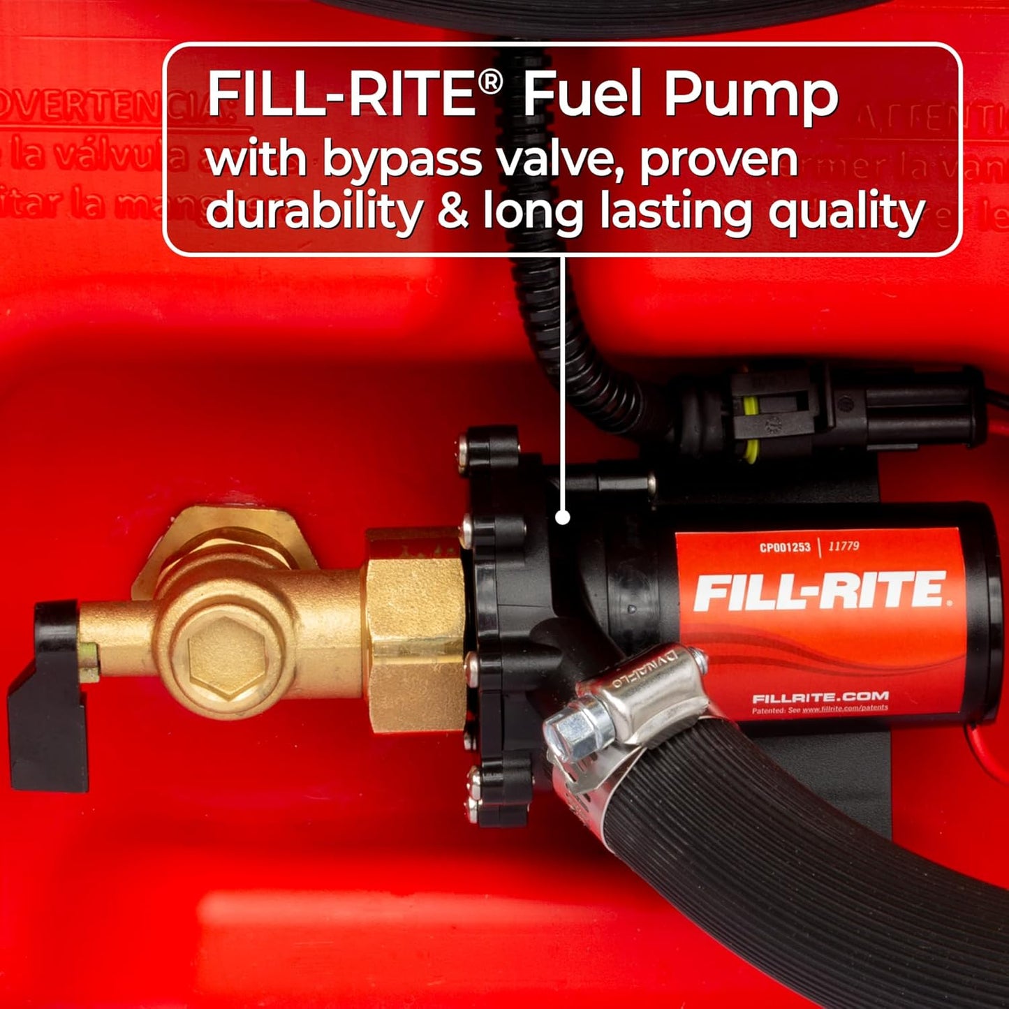 Scepter 14 Gallon Gas Caddy with Electric Fuel Pump, Flo ‘N Go Powered Portable Fuel Tank with Fill-Rite Transfer Pump and 10-Foot Hose for Farm, Marine, Commercial, and Home Use, Gasoline, Red