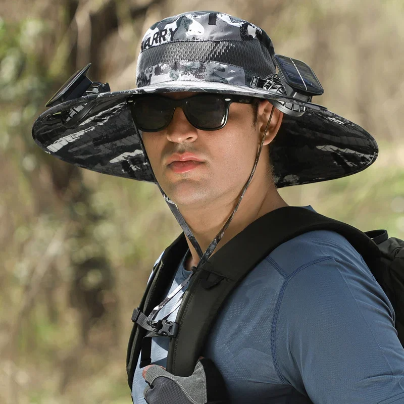 🔥EARLY SUMMER SALE 69% OFF⚡- OutenyTMOutdoor Wide Brim Sun Hat With Solar Fan
