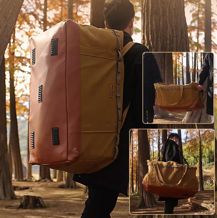 120L Outdoor Camping Storage Bag Large Capacity Canvas Polyester Waterproof Wear-resistant Cookware Picnic Camping Handbag/Shoulder bag/Backpack