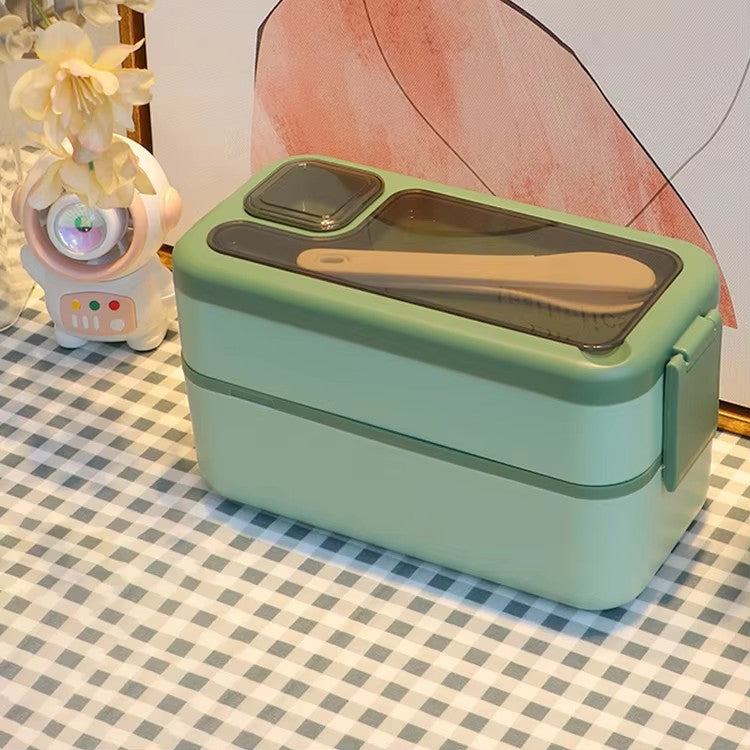 Japanese style microwaveable double layer compartment sealed lunch box