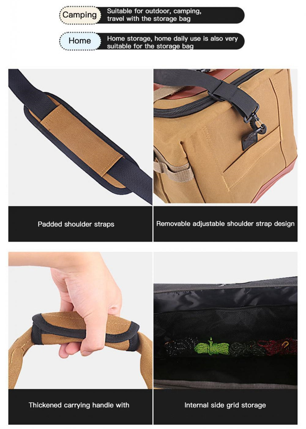120L Outdoor Camping Storage Bag Large Capacity Canvas Polyester Waterproof Wear-resistant Cookware Picnic Camping Handbag/Shoulder bag/Backpack
