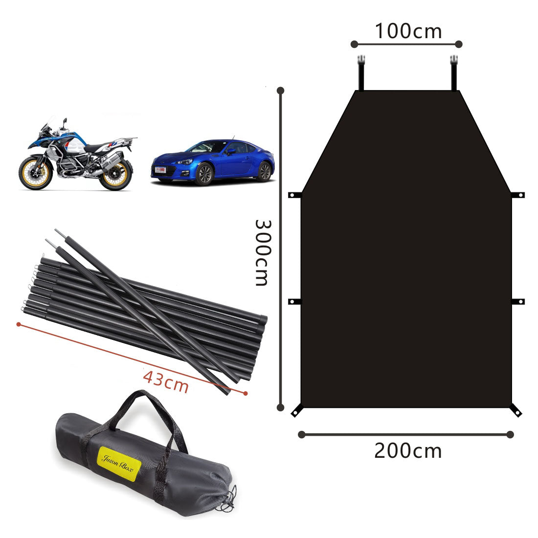 Motorcycle Sun Shade Side Shelter Rooftop Silver Painted Tent Compatible with Motorcycles | Waterproof & Windproof & Sunproof
